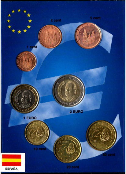 SPAGNA Serie completa 8 monete con date miste